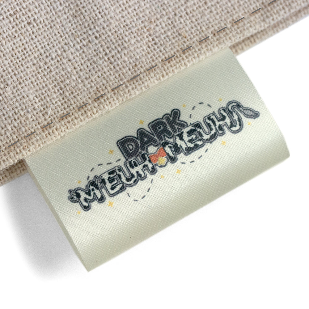 Gepersonaliseerde 40mm BEIGE textiel labels met jouw tekst of logo 50st