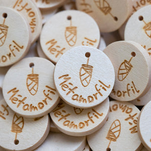 20mm Round wooden hang labels personalized with your logo in colors 50 pcs