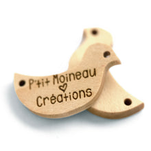 Afbeelding in Gallery-weergave laden, étiquette en bois en forme d'oiseau