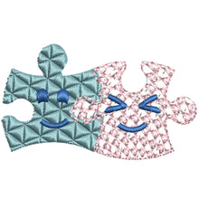 Charger l'image dans la galerie, Motif broderie puzzle deux pieces, Fichier conception de broderie puzzle, Fichier conception machine à broder puzzle, Mignon puzzle design