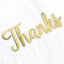 Afbeelding in Gallery-weergave laden, Autocollants en feuille d'or métallique MERCI, autocollant en or découpé avec un mot merci