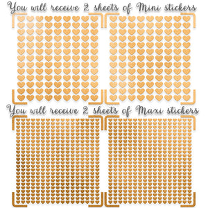 mini shiny gold heart shaped stickers