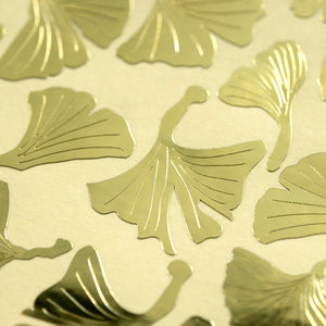 ginkgo leafs metallic gold stickers