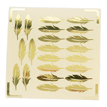 Charger l'image dans la galerie, Autocollant feuille dorée métallique forme de plume