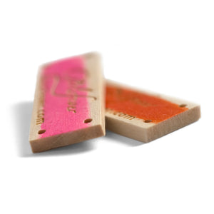 Gepersonaliseerde rechthoekige houten labels viergaats met kleuropdruk wasbaar 50st