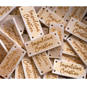 Étiquettes personnalisées en bois 35 x 15 mm