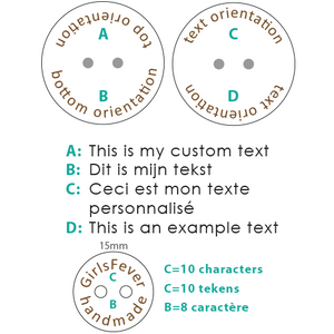 15mm Camilia wooden round buttons with personalization text 100 pcs