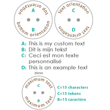 Charger l'image dans la galerie, Boutons en bois personnalisés 20mm deux trous, les boutons en bois avec logo gravé, boutons en bois sur-mesure