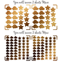 Charger l'image dans la galerie, Shiny gold foil stickers STARS & CLOUDS