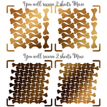 Charger l'image dans la galerie, Autocollant feuille doré métallique en forme d'os de chien, sticker en forme d'os de chien