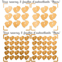 Charger l'image dans la galerie, Étiquettes Autocollantes en forme empreintes petits pieds, sticker en forme empreintes petits pieds, diy faire-part de naissance