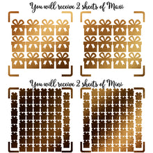 Charger l'image dans la galerie, Autocollant feuille dorée métallique en forme de boite cadeau, sticker en forme de boite cadeau, fabrication de cartes bricolage, scrapbooking