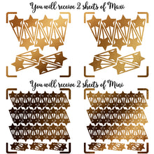 Charger l'image dans la galerie, Autocollant feuille dorée métallique en forme d'étoiles filantes, sticker en forme d'étoiles filantes, fabrication de cartes bricolage, scrapbooking