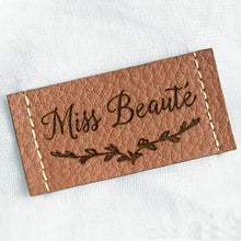 Load image into Gallery viewer, Personalized faux leather labels with precut holes in KHAKI color, set of 50 pcs
