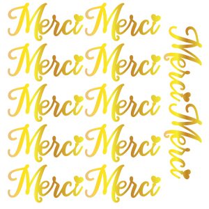 Metallic gold foil sticker sheet THANKS 24pcs die cut / letter cut stickers