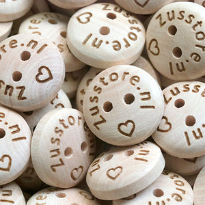 15mm Gepersonaliseerde ronde houten knopen Camilia hout 100st