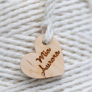 heart shaped wooden hang tag