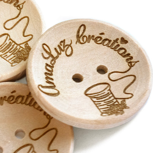 Boutons en bois personnalisés 40 mm