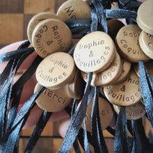 Load and play video in Gallery viewer, Personalized hang tags medallions, wooden tags for events, weddings or baptizing
