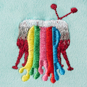 Motif broderie TV rétro dégoulinant de couleurs, Fichier conception de broderie tv, Fichier conception machine à broder vieille télé