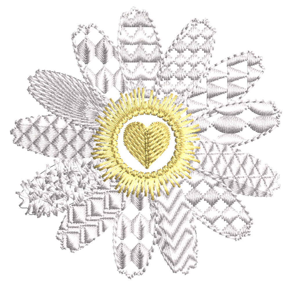 Motif broderie marguerite, Conception de broderie marguerite en dentelle, Fichier conception machine à broder marguerite