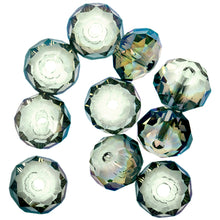 Load image into Gallery viewer, Perles de verre AB vert émeraude rondelle facettée 4x6mm
