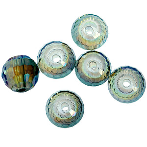 Perles de verre AB vert émeraude facettées rondes 7mm