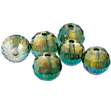 Charger l&#39;image dans la galerie, Emerald green AB glass beads faceted round 7mm
