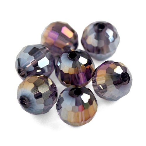 Crystal/dark grey AB glass beads