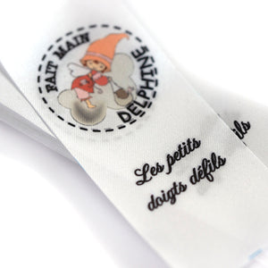 30mm Etiquettes en satin blanc personnalisé à coudre expédié en 24h