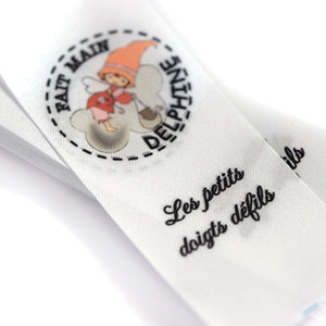 30mm Personalized white or beige satin textile clothing labels 100 pcs