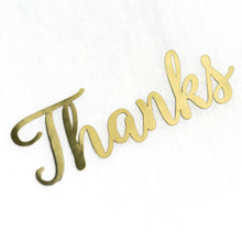 Afbeelding in Gallery-weergave laden, Metallic goudfolie BEDANKT stickers, woord bedankt die cut gouden sticker
