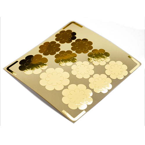 Flower motif diecut gold foil stickers / flower pattern stickers / flower symbol stickers / envelope closure stickers
