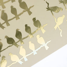 Load image into Gallery viewer, Birds sitting on a tree brach gold foil stickers
