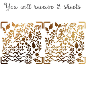 Leaf shaped elements gold foil stickers