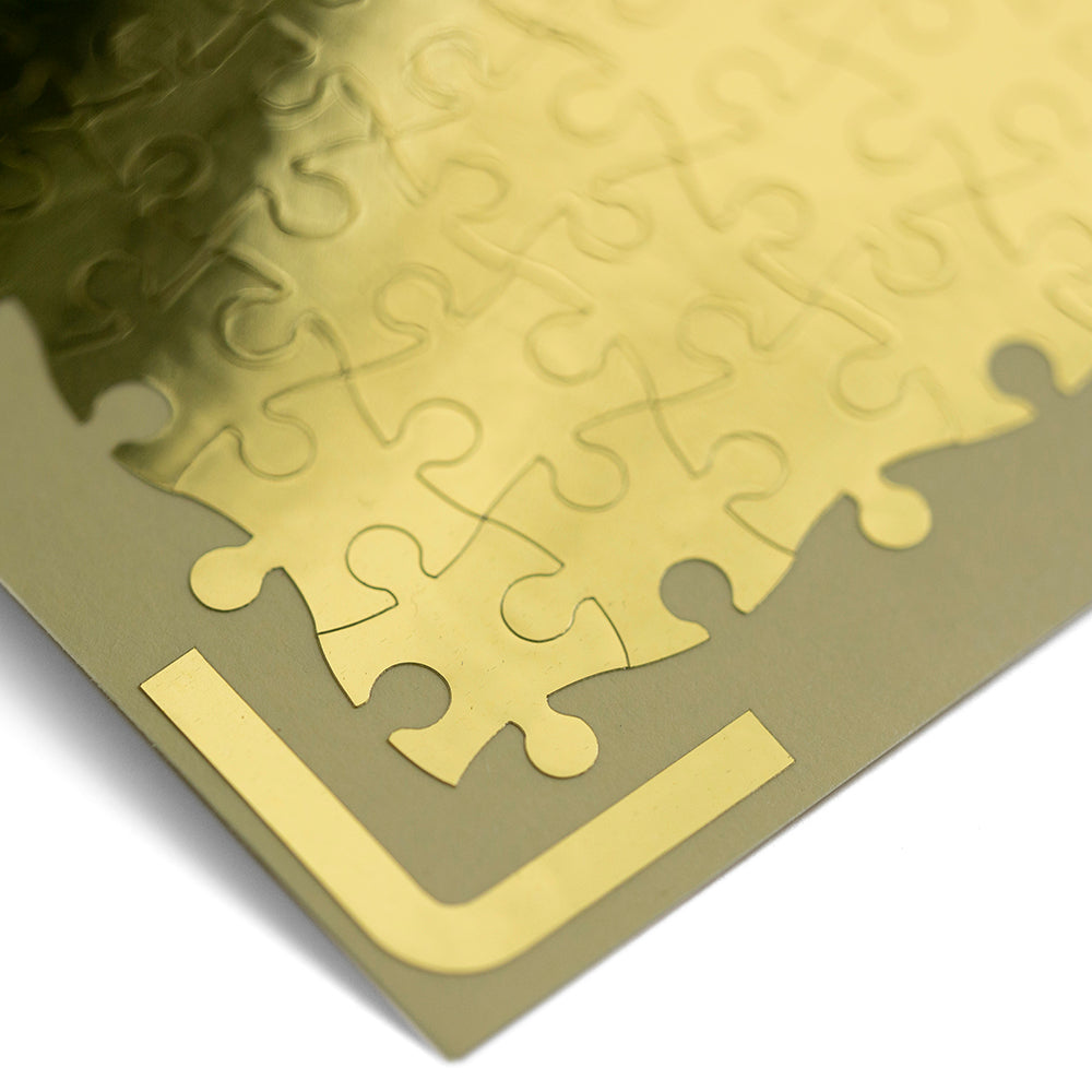 Jigsaw puzzle elements gold foil stickers, envelope seal stickers