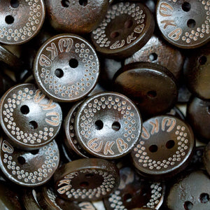15mm boutons en bois rond couleur bois marron foncé personnalisable avec marque