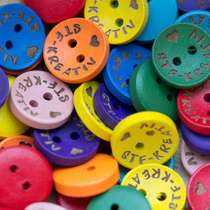 15mm Lot de boutons personnalisés en bois de couleurs assorties, boutons rond mélange de couleur