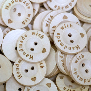 20 mm houten knop met eigen naam, houten knoop naturel