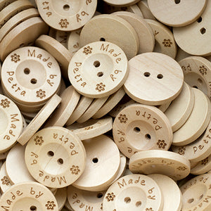 20 mm houten knop gegraveerd op rand