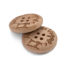 Charger l&#39;image dans la galerie, 23mm bouton en bois concave 4 trous personnalisable
