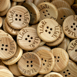 bouton en bois concave 4 trous personnalisable