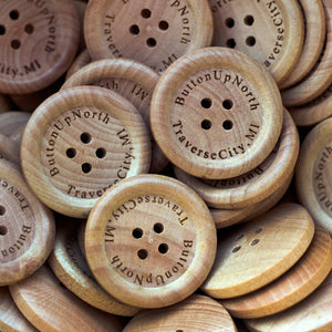 30mm Personalized round concave Camillia wooden buttons 50 pcs