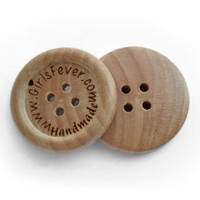 Load image into Gallery viewer, 30mm Personalized round concave Camillia wooden buttons 50 pcs
