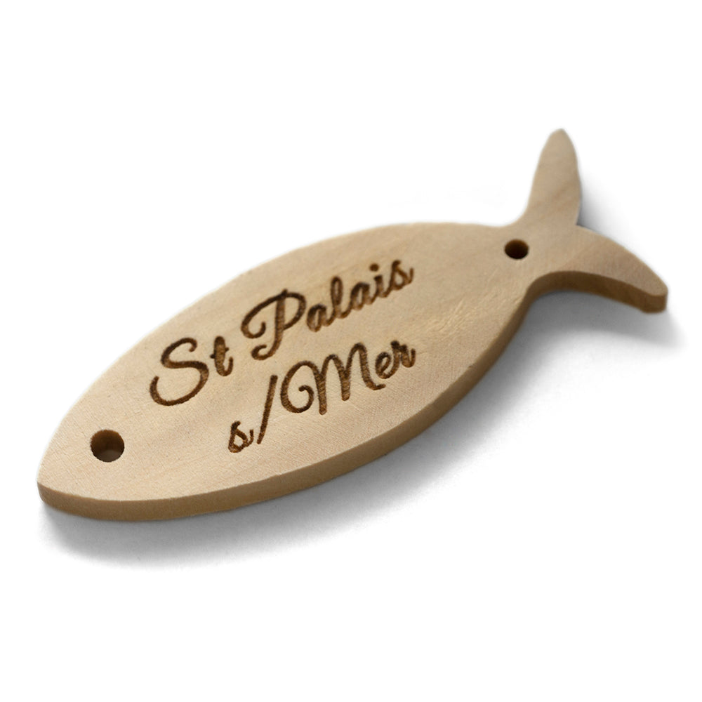 Poissons en forme de bois 59x21mm, Pendentif en bois en forme de poisson