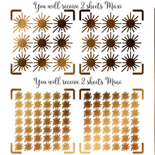 Afbeelding in Gallery-weergave laden, Zonnestraal icoon vorm goud folie stickers, decor plakboek stickers 18st
