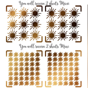 Zonnestraal icoon vorm goud folie stickers, decor plakboek stickers 18st